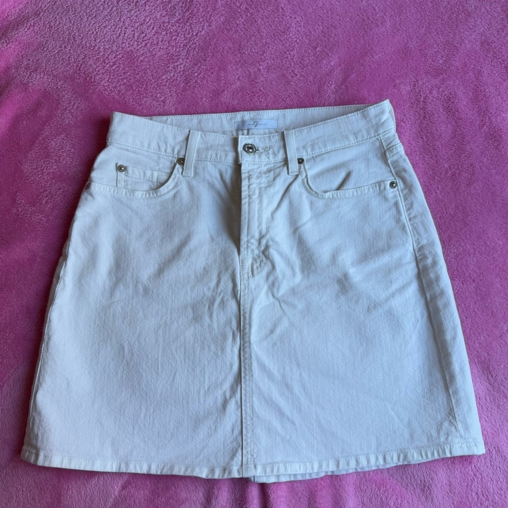 7 For All Mankind White Denim Skirt Pockets